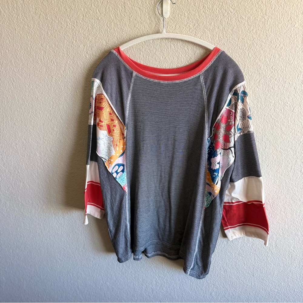 Patchwork Oversized Long Sleeve Top Boho Bohemian… - image 3